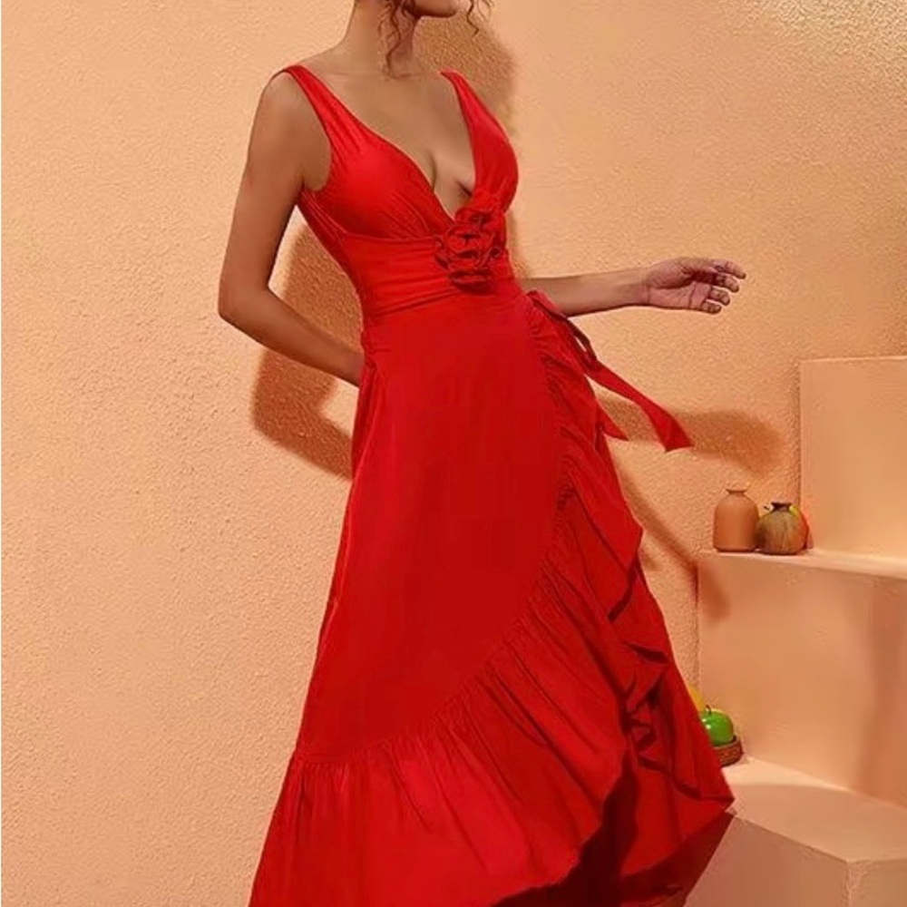 NWOT Chic Red swimsuit and coverup